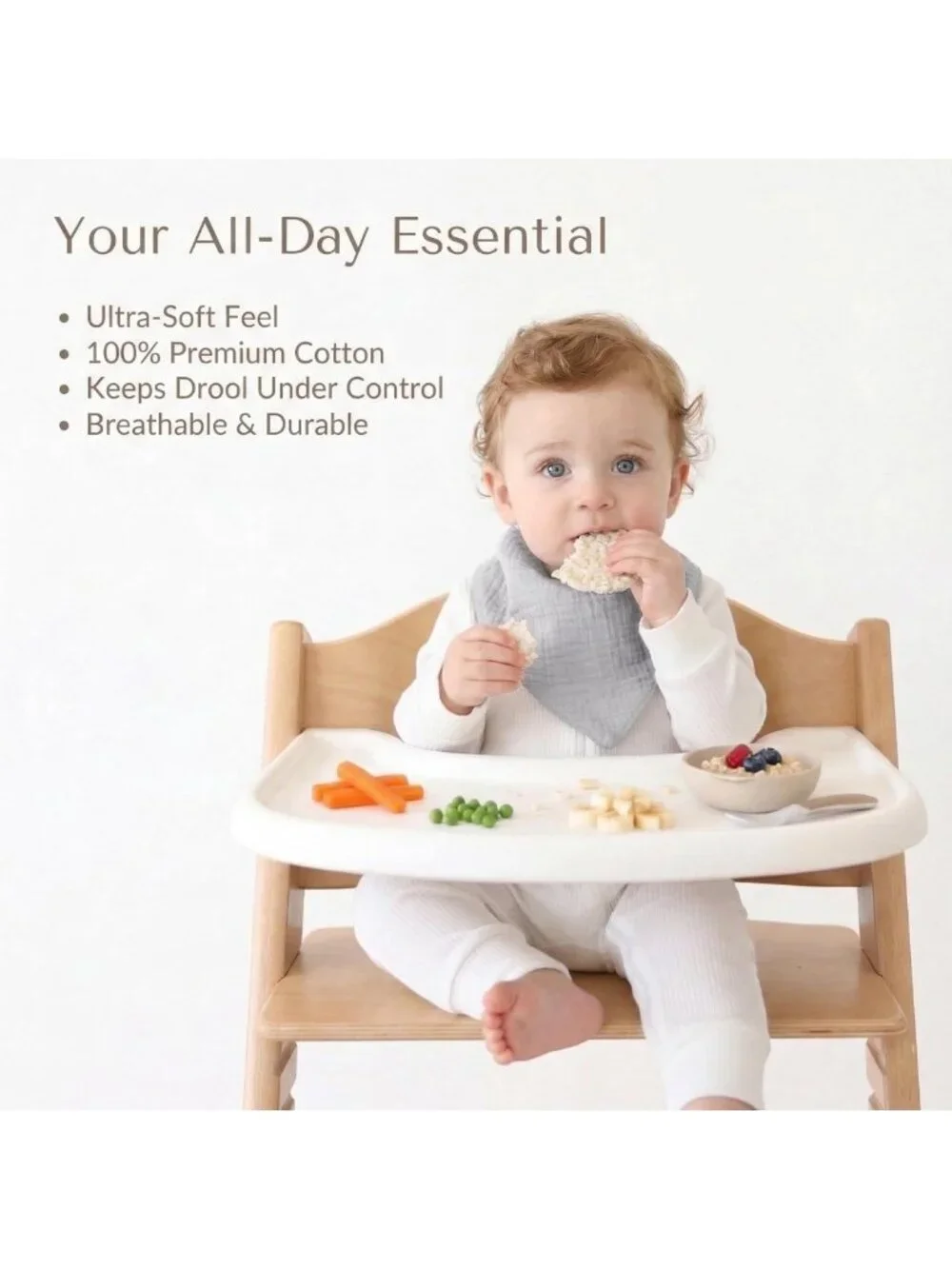 10 Pack Baby Muslin Bandana Bibs | Soft & Absorbent 100% Cotton, Adjustable Fit